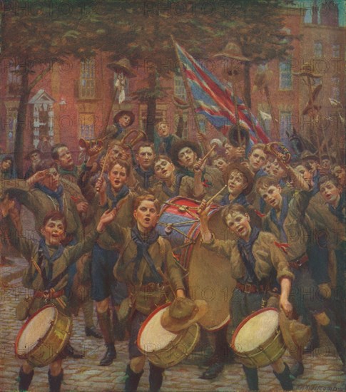 'Cheering the Chief Scout', c1914 (1928). Artist: William Holt Yates Titcomb.