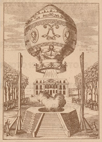 The first balloon ascent, c1785 (1919). Artist: Unknown.