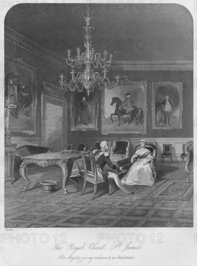 'The Royal Closet. - St. James's. Her Majesty giving audience to an Ambassador', c1841. Artist: Henry Melville.