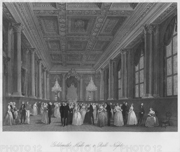 'Goldsmith's Hall on a Ball Night', c1841. Artist: Henry Melville.