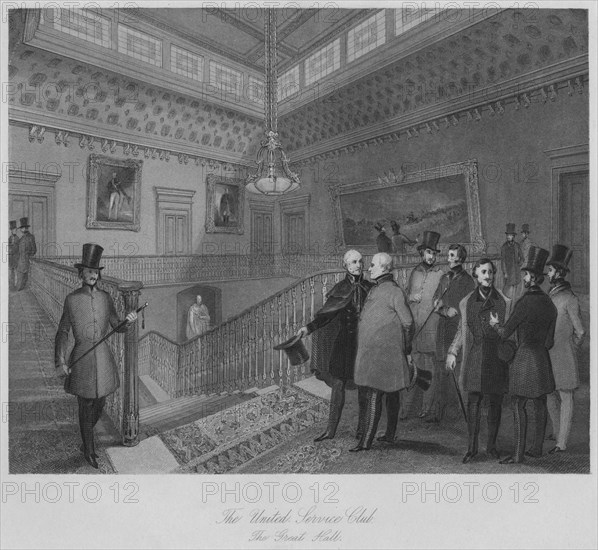'The United Service Club. The Great Hall', c1841. Artist: Henry Melville.