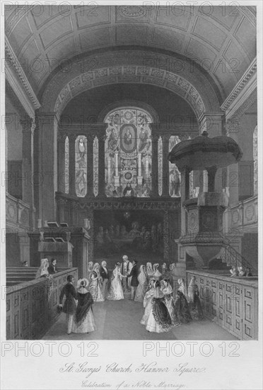 'St. George's Church, Hanover Square. Celebration of a Noble Marriage', c1841. Artist: Henry Melville.