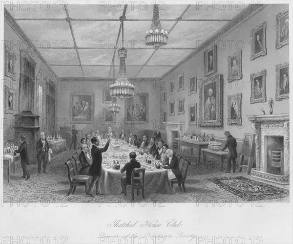 'Thatched House Club. Dinner of the Dilettanti Society', c1841. Artist: John Henry Le Keux.