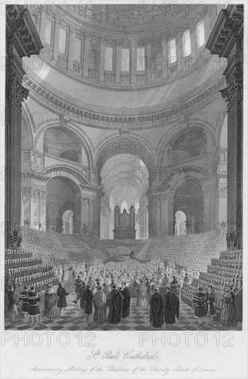 'St. Paul's Cathedral. Anniversary Meeting of the Children of the Charity Schools of London', c1841. Artist: William Haydon Fuge.
