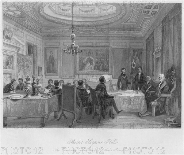 'Barber Surgeon's Hall. The Company admitting a New Member', c1841. Artist: Thomas H Ellis.