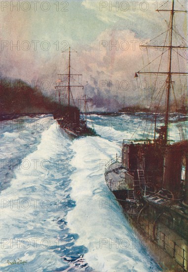 'The Hornets of the Seas. Destroyers at Speed', c1917 (1919). Artist: Charles Dixon.