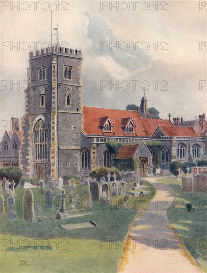 'Beddington Church', 1912, (1914). Artist: James S Ogilvy.