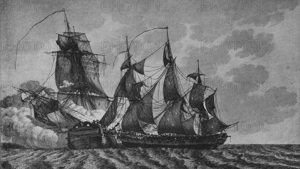 'The 'Ambuscade' and the 'Bayonnaise', c1799. Artist: Pierre Ozanne.