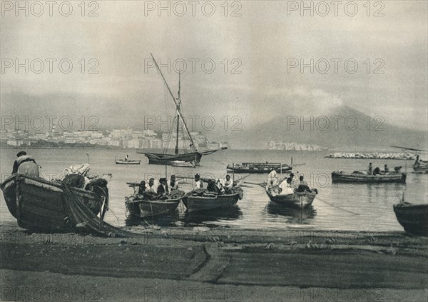 Fishermen putting to sea, Naples, Italy, 1927. Artist: Eugen Poppel.