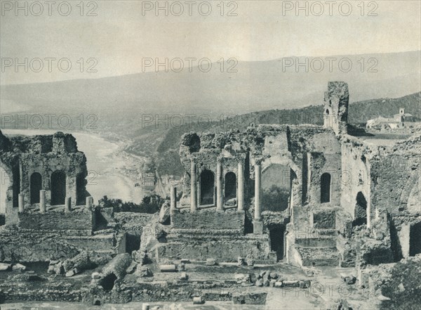 Stage and dressing-room of the Greek Theatre, Taormina, Sicily, Italy, 1927. Artist: Eugen Poppel.