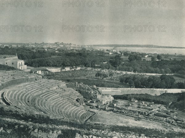 View of the town from the Greek Theatre, Syracuse, Sicily, Italy, 1927. Artist: Eugen Poppel.