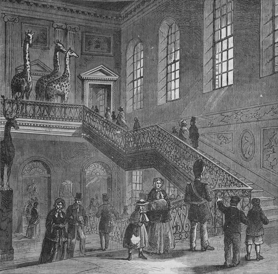 Grand staircase of Montagu House, Bloomsbury, London, c1830 (1878). Artist: Unknown.