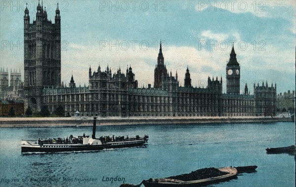 'Houses of Westminster, London', 1907, (c1900-1930). Artist: Unknown.