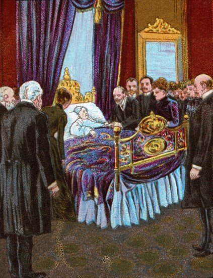 'Last Moments of Queen Victoria - Scene at Osborne House', 1901 (c1902). Artist: Unknown.