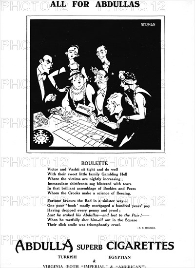 'All for Abdullas - Roulette', 1927. Artist: Unknown.