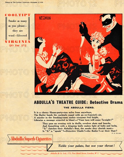 'Abdulla's Theatre Guide: Detective Drama - The Abdulla Fiend', 1939. Artist: Unknown.