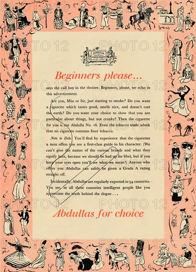 'Beginners please? Abdullas for choice', 1939.  Artist: Unknown.