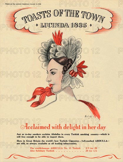 'Acclaimed with delight in her day, Toasts of the Town - Lucinda 1835, 1940. Artist: Unknown.