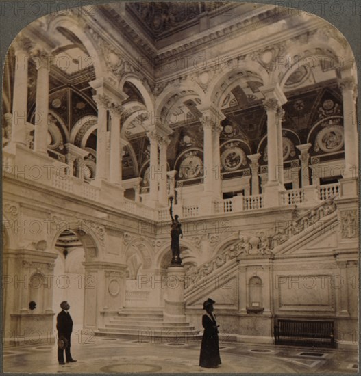 'Decorative splendors of the Entrance Hall of the great Congressional Library, Washington, U.S.A.', Artist: Unknown.