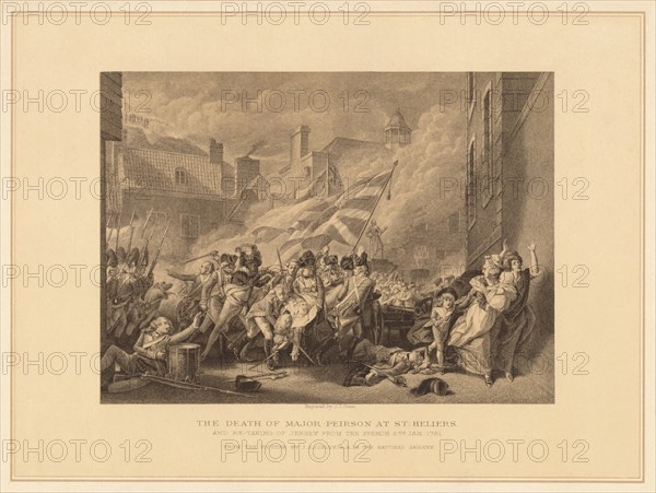 'The Death of Major Peirson at St. Heliers', 1781 (1878). Artist: JJ Crew.