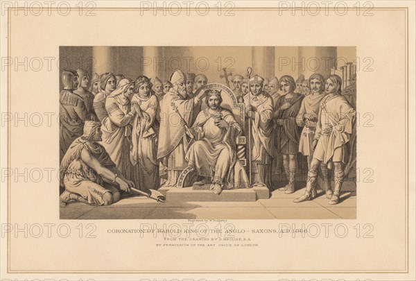 'Coronation of Harold King of the Anglo-Saxons, A.D. 1066', (1878). Artist: W Ridgway.