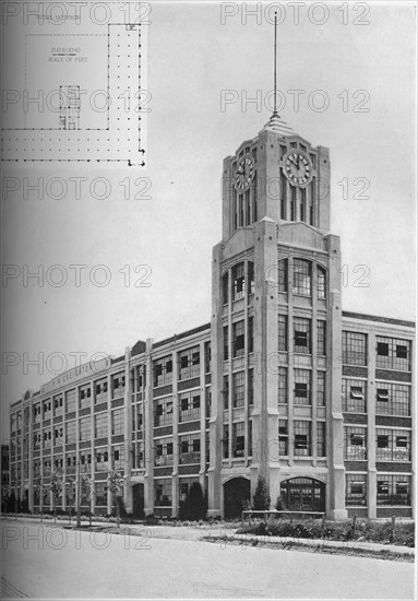 Detail of tower and typical floor plan, AM Creighton Building, Lynn, Massachusetts, 1923. Artist: Unknown.