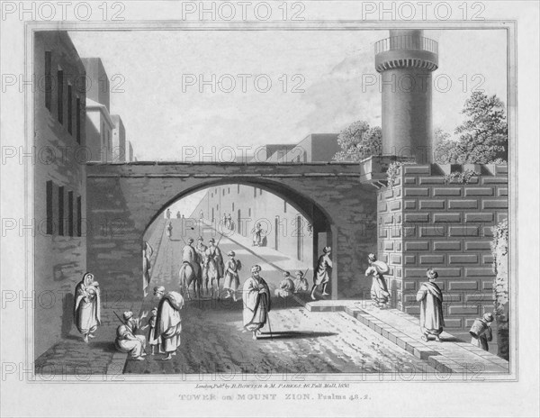 'Tower on Mount Zion. Psalms 48. 2.', 1830. Artist: J Clarke.