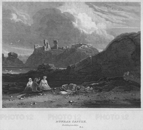 'Dunbar Castle, Haddingtonshire', 1814. Artist: John Greig.