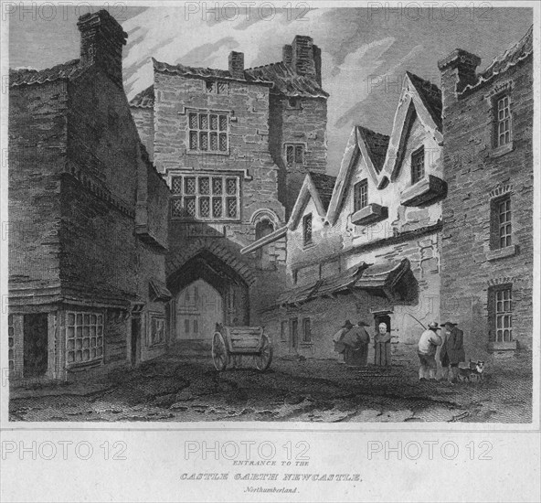 'Entrance to the Castle Garth Newcastle, Northumberland', 1814. Artist: John Greig.