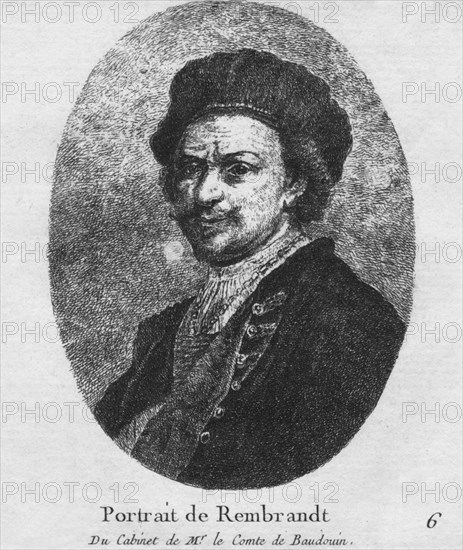 'Portrait de Rembrandt  - Du Cabinet de Mr. le Comte de Baudouin', c1770. Artist: Christian Gottfried Schulze.