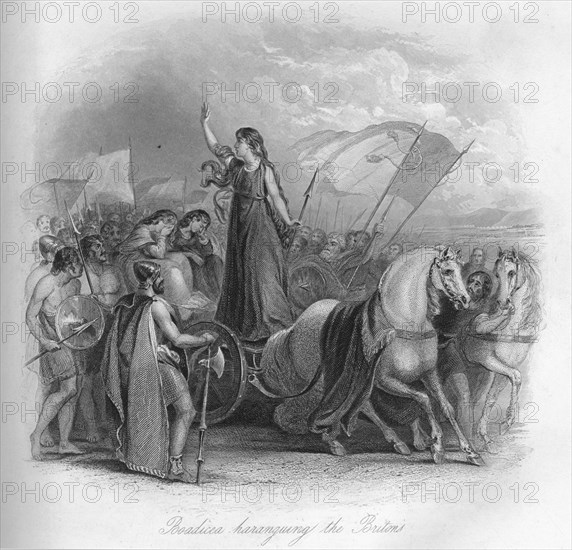 'Boadicea haranguing the Britons', 1859. Artist: Unknown.
