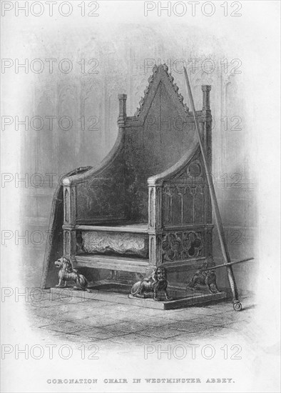 'Coronation Chair in Westminster Abbey', 1859. Artist: Unknown.