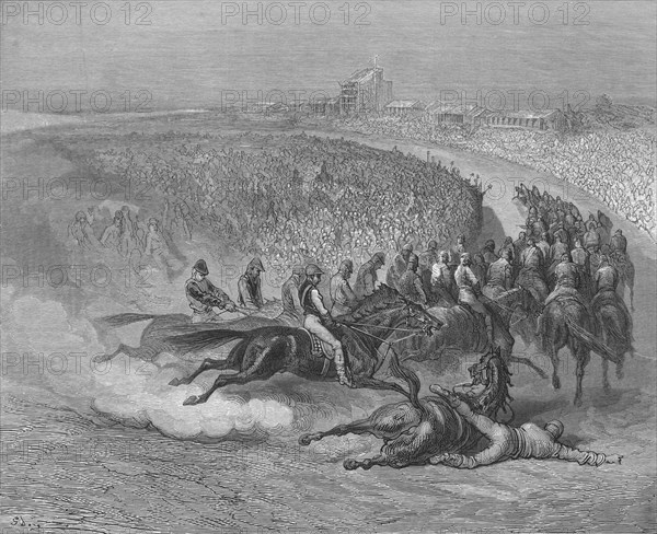 'Victorian Derby at Tattenham Corner', 1872. Artist: Gustave Doré.