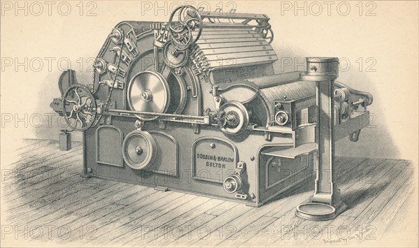 Self Stripping Carding Engine, by Dobson and Barlow Bolton', 1874. Artist: GB Smith.