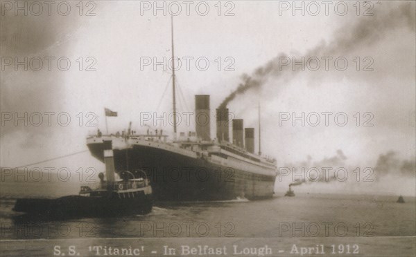 'S.S. Titanic - In Belfast Lough - April 1912', 1912. Artist: Unknown.