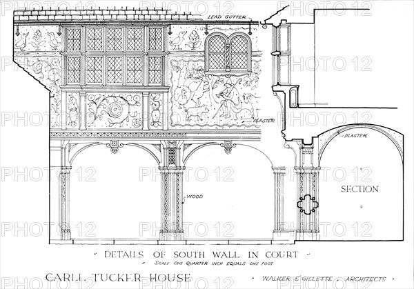 Details of south wall in court - house of Carll Tucker, Mount Kisco, New York, 1925. Artist: Walker and Gillette.