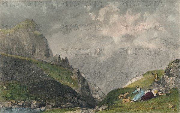 'View from Langdale Pikes, Looking Towards Bowfell, Westmorland', 1835. Artist: William Kelsall.