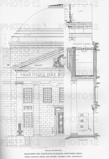 Detail of portico - Hartford Fire Insurance Building, Hartford, Connecticut, 1922. Artist: Edwin Sherrill Dodge and Parker, Thomas & Rice.