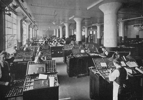 Hand composition room, Metropolitan Life Insurance Company, Long Island City, New York, 1922. Artist: Unknown.