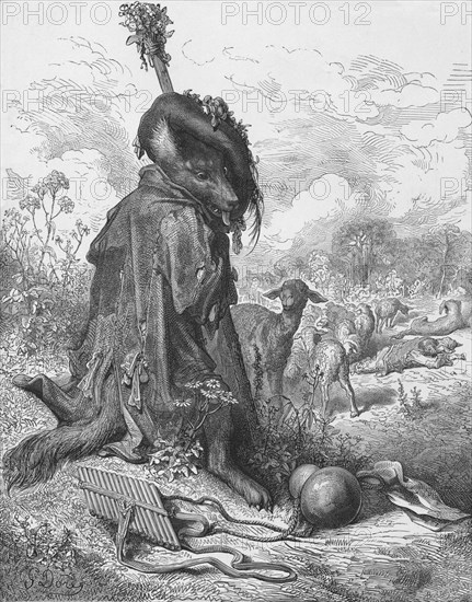 'The Wolf Turned Shepherd', 1870. Artist: Antoine Valerie Bertrand.