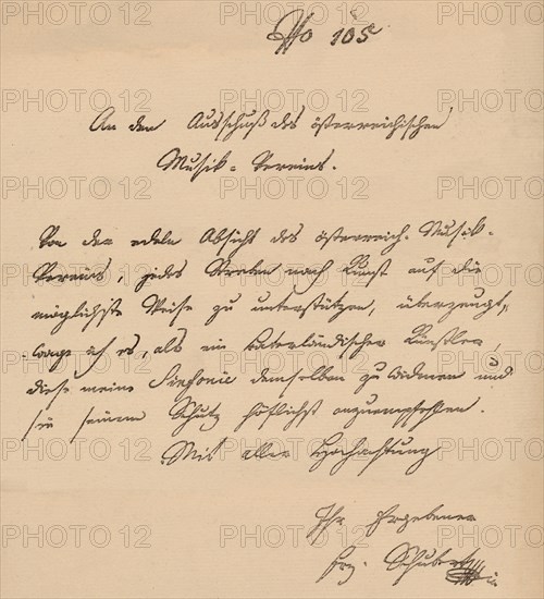 Letter from Franz Schubert to the Austrian Musical Union, c1820. Artist: Franz Peter Schubert.