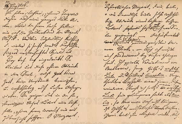 Third and fourth pages from Franz Schubert's diary, 1816 Artist: Franz Peter Schubert.