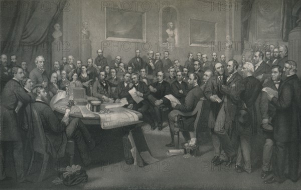'The First School Board of London', c1873, (1917). Artist: John Whitehead Walton.