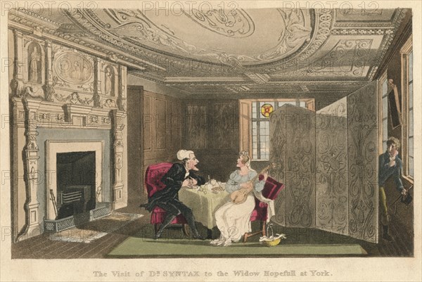 'The Visist of Dr Syntax to the Widow Hopefull at York', 1820. Artist: Thomas Rowlandson.