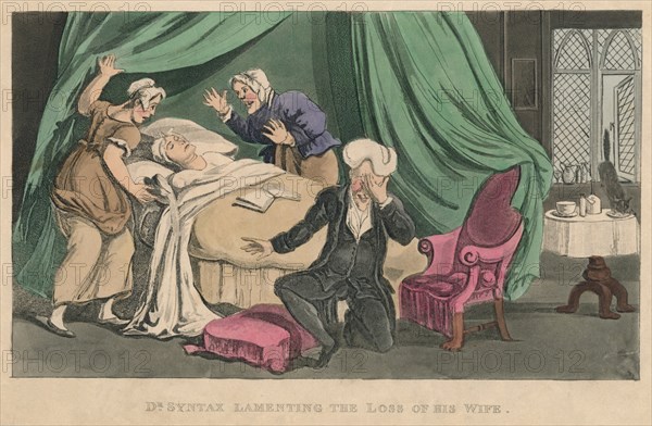 'Dr Syntax Lamenting the Loss of His Wife', 1820. Artist: Thomas Rowlandson.
