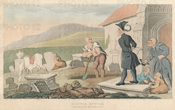 'Doctor Syntax Meditating on the Tombstones', 1820. Artist: Thomas Rowlandson.