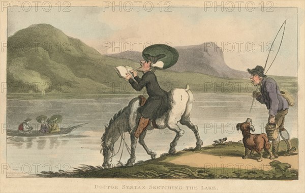 'Doctor Syntax Sketching The Lake', 1820. Artist: Thomas Rowlandson.