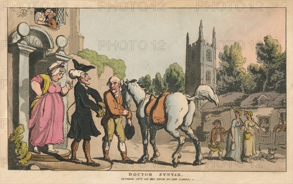 'Doctor Syntax, Setting out on His Tour to the Lakes', 1820. Artist: Thomas Rowlandson.