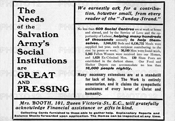 'The Needs of the Salvation Army's Social Institutions are Great and Pressing'', 1901. Artist: Unknown.