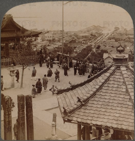 'Looking east from Miidera temple over Otsu and its canal to serene Lake Biwa, Japan', 1904.  Artist: Unknown.